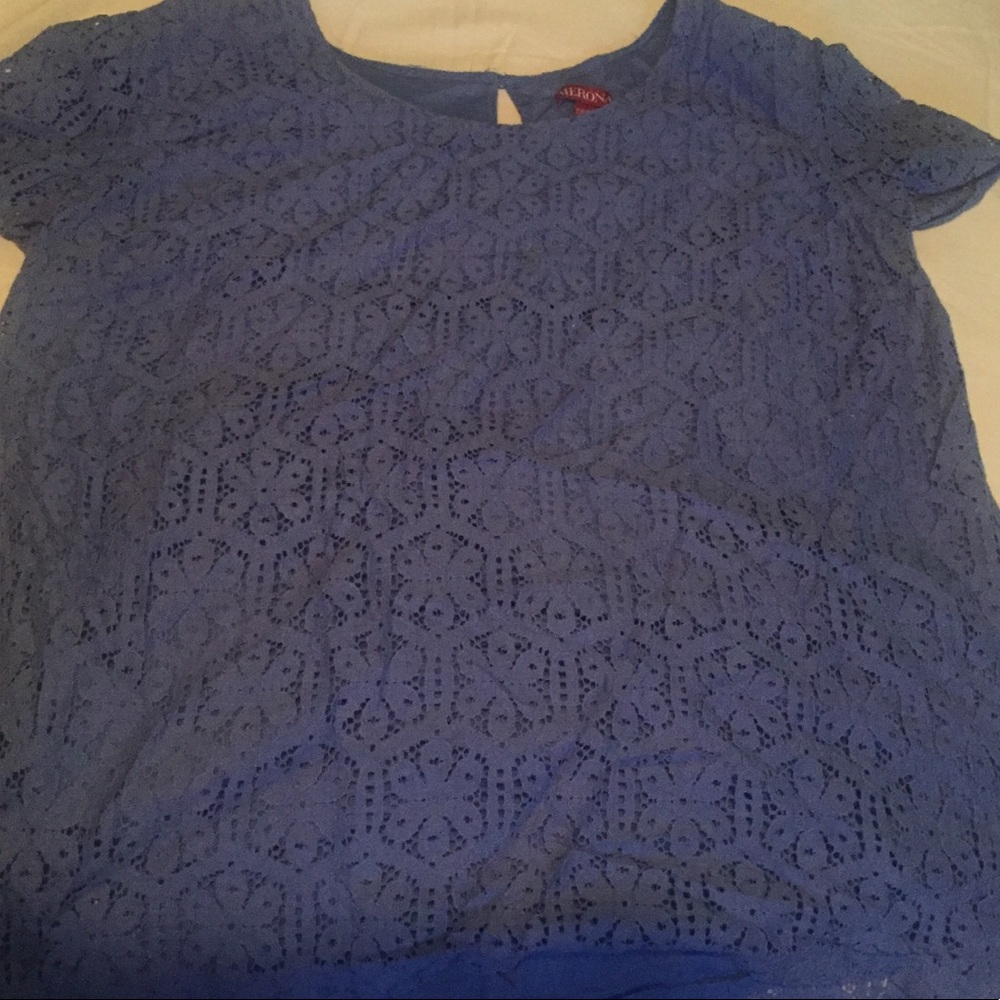 Merona blue lace overlay shirt